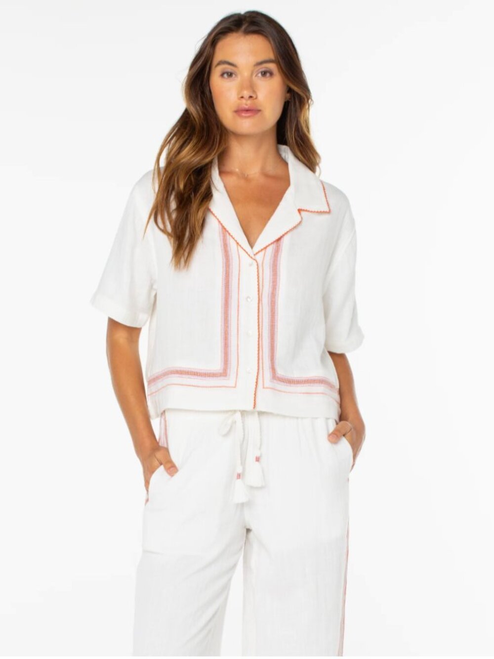 Roxy Fiesta Siesta Shirt in Cloud Dancer Cayo Coco Stripe  Sz M